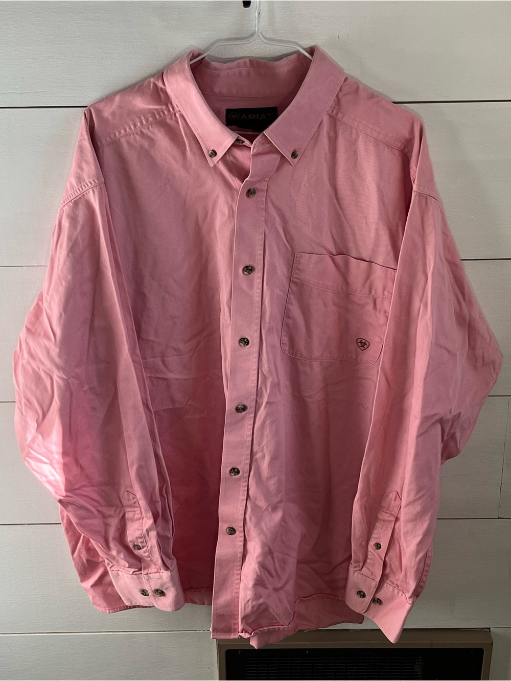Ariat Men’s Light Pink Button-Down Shirt with Chest Pocket